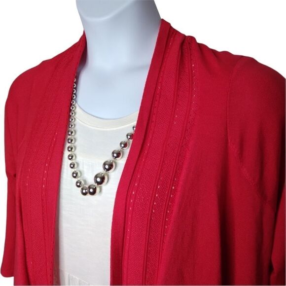 Cable & Gauge Open Cardigan Red XL - Picture 2 of 13